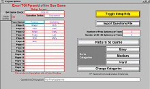 Pyramid of the Sun setup screen