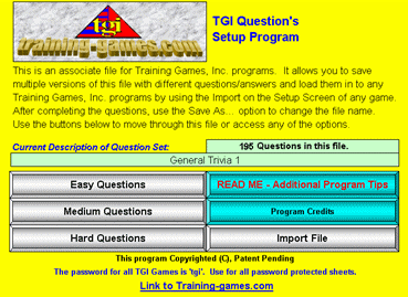 question setup screen